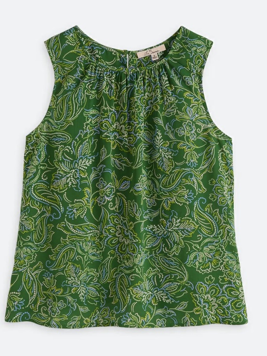 Tops - Green Paisley Sleeveless Blouse | Medium